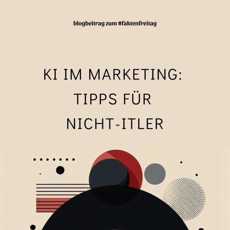 Titelbild: Vintage Muster mit Kreisen, Text: KI im Marketing für Nicht-ITler